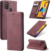 Voor Galaxy M30S / M21 CaseMe-013 Multifunctionele horizontale flip lederen tas met kaartsleuf & houder & portemonnee (wijnrood)