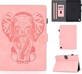 Voor Amazon Kindle Fire HD 8 2020 reliëf olifant patroon horizontale flip PU lederen tas met houder & kaartsleuven & slaap / wekfunctie (roze)