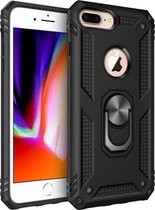 Sergeant Armor Shockproof TPU + PC beschermhoes voor iPhone 7/8 Plus, met 360 graden rotatiehouder (zwart)