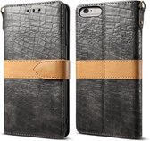 Splicing Color Crocodile Texture PU horizontale lederen flip-hoes voor iPhone 6 Plus / 6s Plus, met portemonnee en houder & kaartsleuven en lanyard (grijs)