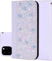 Krokodiltextuur Glitterpoeder Horizontale leren flip-hoes met kaartsleuven en houder voor iPhone 11 Pro (wit)