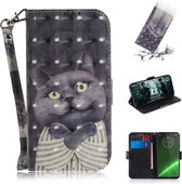 3D Schilderen Patroon Gekleurde Tekening Horizontale Flip Leren Case met Houder & Kaartsleuven & Portemonnee Voor Motorola Moto G7 / Moto G7 Plus (Hug Cat)