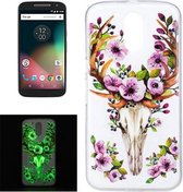 Voor Motorola Moto G4 Noctilucent Sika Deer Pattern IMD Vakmanschap Zachte TPU Cover Case