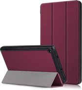 Custer Texture horizontale flip lederen tas voor Amazon New Fire 7 2019, met drie-vouwbare houder (wijnrood)