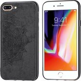 Voor iPhone 8 Plus & 7 Plus Reliëf Mandala-patroon PC + TPU + stoffen telefoonhoes met draagkoord & magnetisch (zwart)