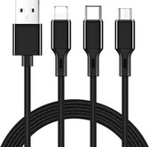 JOYROOM S-L422 Prime Series 3-in-1 USB naar 8-pins + USB-C / Type-C + Micro USB-oplaadkabel, lengte: 1,2 m (zwart)
