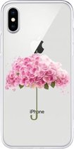 Voor iPhone X / XS patroon TPU beschermhoes (bloemenparaplu)