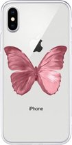 Voor iPhone X / XS patroon TPU beschermhoes (rode vlinder)