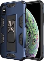 Voor iPhone XS Max Armor schokbestendig TPU + pc magnetische beschermhoes met onzichtbare houder (blauw)