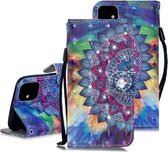 3D Diamond Encrusted Painting Pattern Gekleurde tekening Horizontale Flip PU lederen hoes met houder & kaartsleuven & portemonnee voor iPhone 12 mini (olieverfschilderij Mandala)