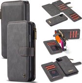 CaseMe-007 Afneembare multifunctionele horizontale flip lederen tas met kaartsleuf en houder en rits Portemonnee en fotolijst voor iPhone 11 Pro Max (zwart)