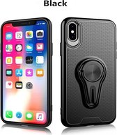 Antislip Y-vormige TPU mobiele telefoonhoes met roterende autobeugel voor iPhone XS Max (zwart)