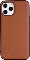 GEBEI Schokbestendige lederen beschermhoes met volledige dekking voor iPhone 12 Pro Max (bruin)