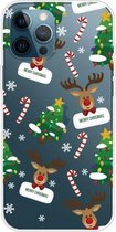 Christmas Series Clear TPU beschermhoes voor iPhone 12 Pro Max (Cane Deer)