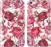 Voor iPhone 6 / 6s 3D-schilderij Gekleurd tekeningpatroon Horizontaal Flip TPU + PU-lederen hoes met houder & kaartsleuven & portemonnee & lanyard (kleine rode bloem)
