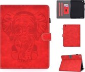 Voor iPad 2/3/4 reliëf olifant patroon horizontale flip PU lederen tas met slaapfunctie & magnetische gesp en beugel en kaartsleuf (rood)