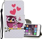 Voor iPhone 6 / 6s Gekleurd tekeningpatroon Horizontaal leren flip-hoesje met houder & kaartsleuven & portemonnee (Owl Family)