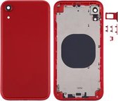 Vierkant frame batterij achterkant met simkaarthouder en zijkleppen voor iPhone XR (rood)