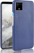 Schokbestendige krokodiltextuur pc + PU-hoes voor Google Pixel 4 XL (blauw)