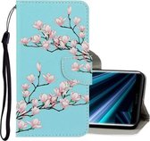 Voor Sony Xperia XZ3 3D Gekleurde Tekening Horizontale Flip PU Lederen Case met Houder & Kaartsleuven & Portemonnee (Magnolia)