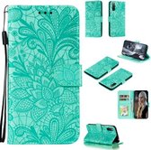 Voor Sony Xperia L4 Kant Bloem Embossing Patroon Horizontale Flip Leren Hoes, met Houder & Kaartsleuven & Portemonnee & Fotolijst & Lanyard (Groen)