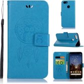 Windgong Uil Embossing Patroon Horizontale Flip Leren Case voor Google Pixel 3a XL, met houder & kaartsleuven & portemonnee (blauw)