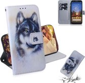 Schilderen Patroon Gekleurde Tekening Horizontale Leren Flip Case met Houder & Kaartsleuven & Portemonnee voor Google Pixel 3a (White Wolf)