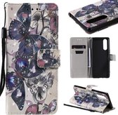 Voor Sony XZ5 3D Schilderen Horizontale Flip Leren Case met Houder & Kaartsleuf & Lanyard (Zwarte Vlinders)