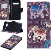 3D Gekleurde Tekening Patroon Horizontale Flip Leren Case voor Galaxy S10 Plus, met Houder & Kaartsleuven & Portemonnee (Twee Olifanten)