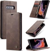 CaseMe-013 Multifunctionele Retro Frosted Horizontale Flip Leren Case voor Galaxy S10 Plus, met Kaartsleuf & Houder & Portemonnee (Koffie)