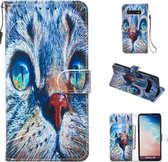Leren beschermhoes voor Galaxy S10 (Blue Cat)
