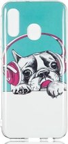 Headphone Puppy Pattern Noctilucent TPU Soft Case voor Galaxy A40