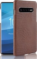 Schokbestendig Crocodile Texture PC + PU-hoesje voor Galaxy S10 5G (bruin)