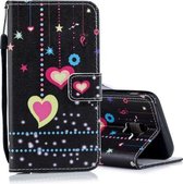 Gekleurd hartpatroon horizontale flip lederen hoes voor Galaxy J6 (2018), met houder en kaartsleuven en portemonnee