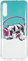 Headphone Puppy Pattern Noctilucent TPU Soft Case voor Galaxy A70