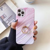 Frosted Laser TPU beschermhoes met ringhouder voor iPhone 11 Pro (roze)