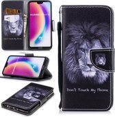 Voor Huawei P20 Lite / nova 3e Gekleurd tekeningpatroon Horizontaal Flip TPU + PU lederen tas met houder & kaartsleuven & portemonnee & lanyard (leeuw)