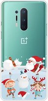 Voor OnePlus 8 Pro Christmas Series transparante TPU beschermhoes (Snow Entertainment)