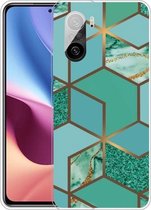 Voor Xiaomi Redmi K40 / K40 Pro Frosted Fashion Marble Shockproof TPU beschermhoes (Rhombus Green)