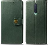 Voor OnePlus 8 retro effen kleur lederen gesp telefoonhoes met fotolijst & kaartsleuf & portemonnee & beugel-functie (groen)