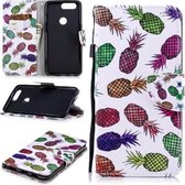 Voor OnePlus 5T Gekleurd tekeningpatroon Horizontaal Flip TPU + PU lederen hoesje met houder & kaartsleuven & portemonnee & lanyard (gekleurde ananas)