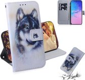 Voor Galaxy S10 Lite (A91) 3D Gekleurde Tekening Horizontale Flip Leren Case met Houder & Kaartsleuf & Portemonnee (Wolf)