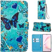Voor Galaxy Note 10 Lite Gekleurd tekeningpatroon Plain Weave Horizontale Flip lederen hoes met houder & kaartsleuf & portemonnee & lanyard (Love Butterfly)