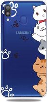Voor Galaxy A30 Lucency Painted TPU Protective (Meow Meow)