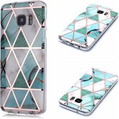 Voor Galaxy S7 Plating Marble Pattern Soft TPU beschermhoes (groen wit)