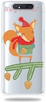 Voor Galaxy A80 Trendy schattig kerstpatroon doorzichtig TPU beschermhoes (vos)