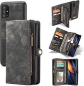 Voor Galaxy A71 4G CaseMe-008 Afneembare Multifunctionele Horizontale Flip Leren Case met Kaartsleuf & Houder & Rits Portemonnee & Fotolijst (Zwart)