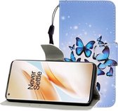 Voor One Plus 8 Pro Gekleurde tekening Horizontale flip lederen tas met houder & kaartsleuf & portemonnee (veel vlinders)