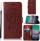 Voor Nokia 3.4 Windgong Uil Embossing Patroon Horizontale Flip Leren Case, met Houder & Kaartsleuven & Portemonnee (Bruin)