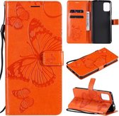 Voor Motorola Moto G9 Plus 3D Vlinders Embossing Patroon Horizontale Flip Leren Case met Houder & Kaartsleuf & Portemonnee (Oranje)